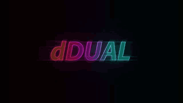 a neon sign that says ddual on it