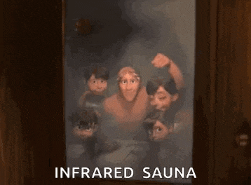 a picture of a family in an infrared sauna .