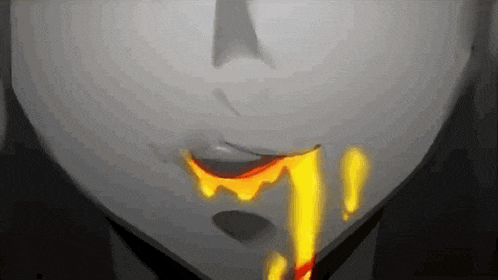 a close up of a person 's mouth with lava dripping from it .