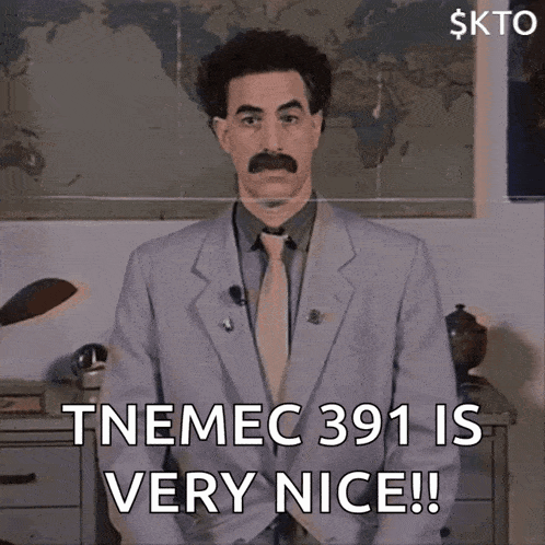 a man in a suit and tie with a mustache says tnemec 1391 is very nice