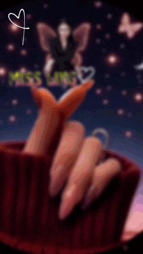 a drawing of a woman 's nails and a fairy with the word miss on it