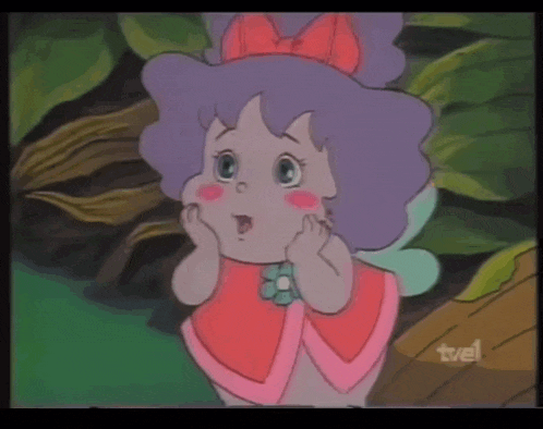 a cartoon of a little girl with a bow on her head is on tvel channel