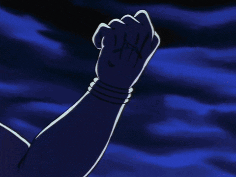 a cartoon hand giving a thumbs up with a blue light behind it