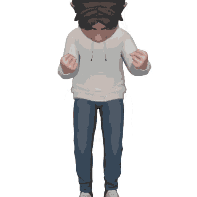a 3d cartoon of a man with a sad face