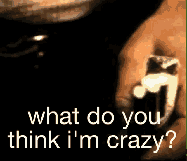 a person holding a lighter with the words " what do you think i 'm crazy " below it