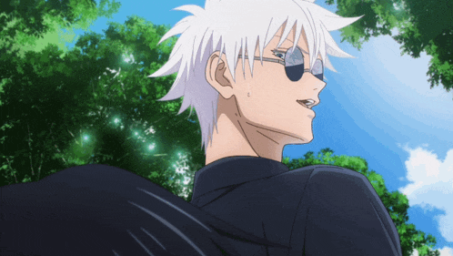 a cartoon character with white hair and sunglasses on