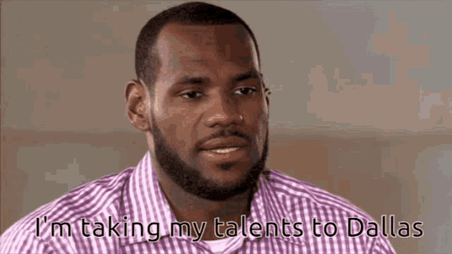 a man in a plaid shirt is talking about taking his talents to dallas