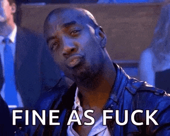 a man in a leather jacket is making a funny face and saying fine as fuck .