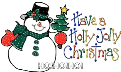 a snowman with a christmas tree and the words have a holly jolly christmas ho ho ho