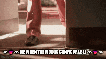 a person standing in a doorway with the words me when the mod is configurable