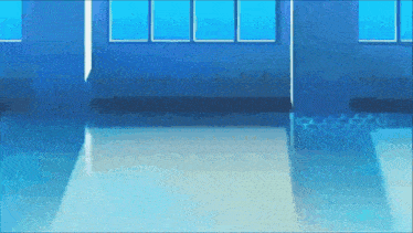 a room with blue walls and a blue floor