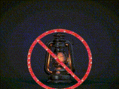 a sign that says no gaslamp zone with a lantern in a red circle