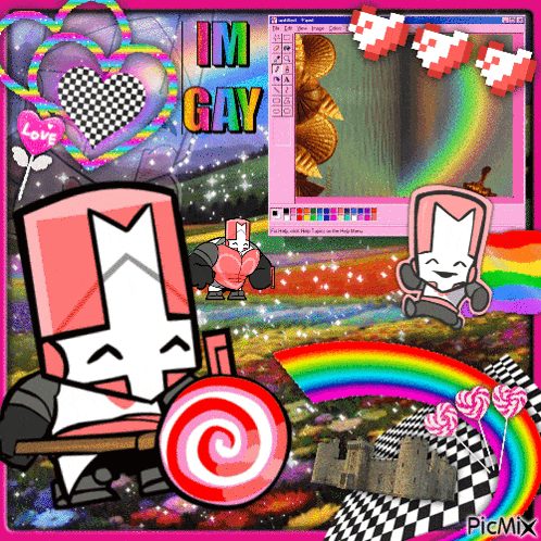 a picture of a cartoon character with a lollipop and the words im gay