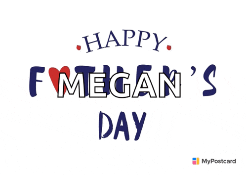 a postcard that says happy megan 's day on a white background