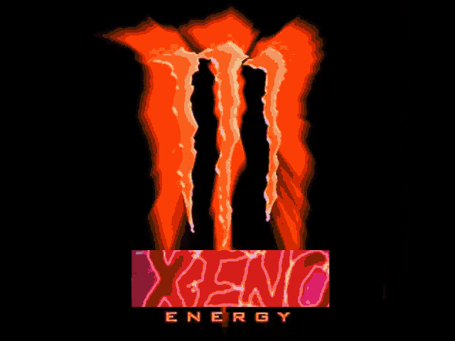 a monster energy logo with a red x on it