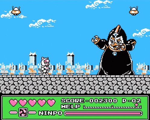 a video game with a score of 002300 p-02