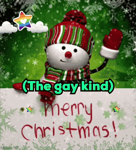 a christmas card with a snowman and the words " the gay kind merry christmas "