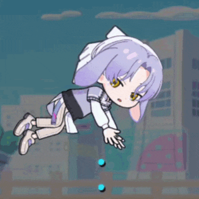 a cartoon character with a bunny ear is flying through the air .