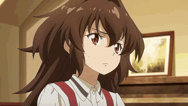 a close up of a girl with brown hair
