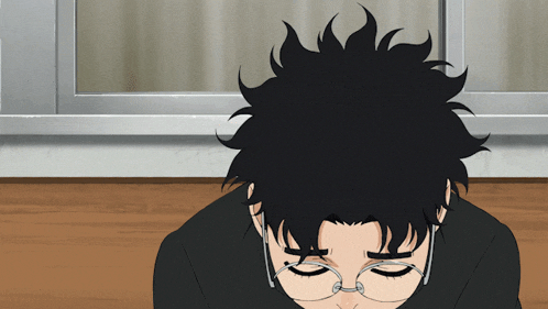 a cartoon character with glasses and a messy hairdo