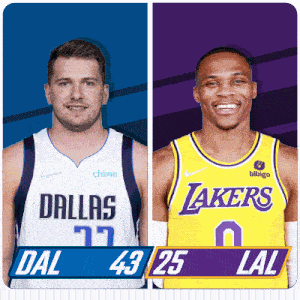 two basketball players one from dallas and the other from lakers