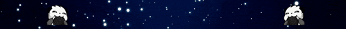 a dark blue background with a few white dots