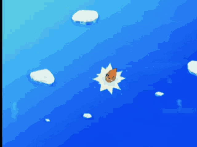 a cartoon character is floating in the water