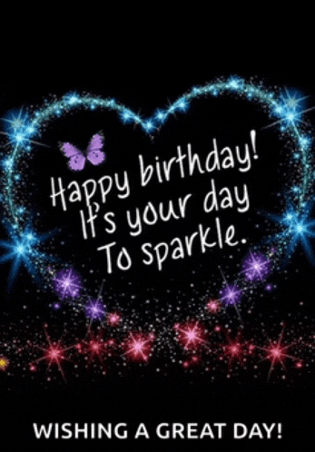 a birthday card that says happy birthday it 's your day to sparkle wishing a great day !