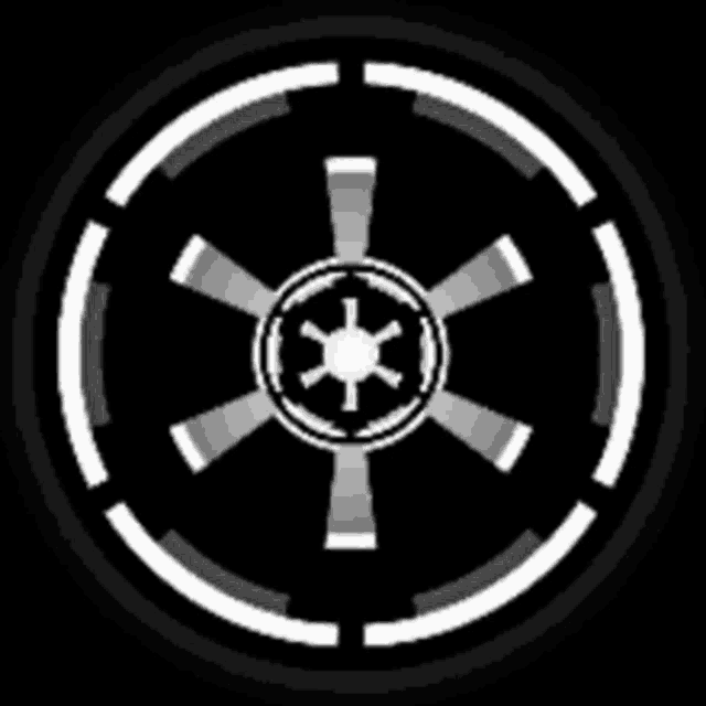 a black and white circle with a star in the center .