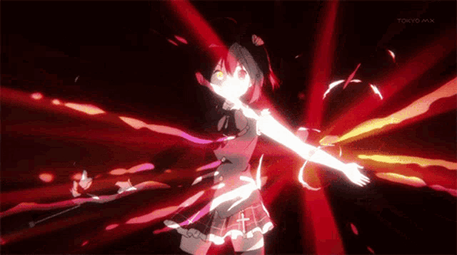 a tokyo mx anime shows a girl with red hair dancing
