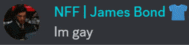 a blurred image of a person with the words nff james bond im gay on it