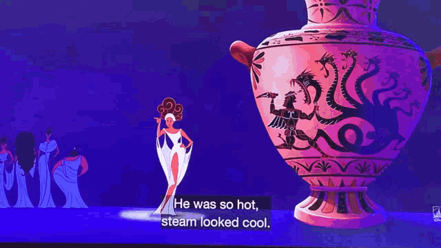 a cartoon of a woman with the words he was so hot steam looked cool