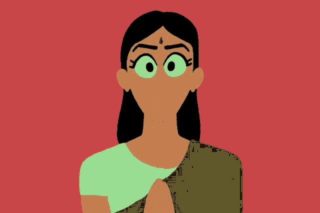 a cartoon drawing of a woman with a bindi