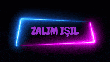 a neon sign that says zalim isil in purple