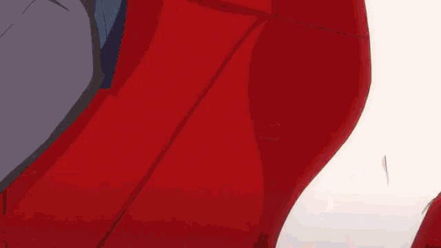 a close up of a red object with a white border