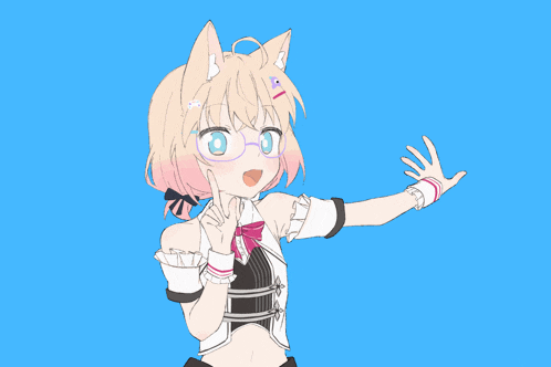 a drawing of a girl with glasses and cat ears