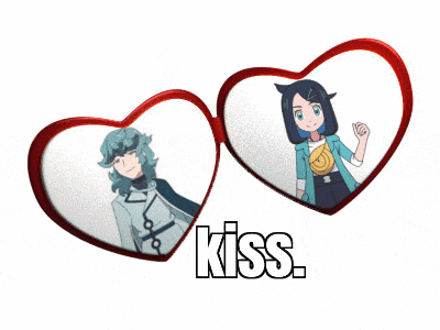 a couple of hearts with the word kiss written below them