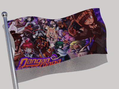 a flag with danganronpa characters on it