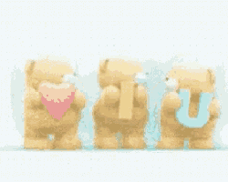 three teddy bears are holding a letter u and a pink heart