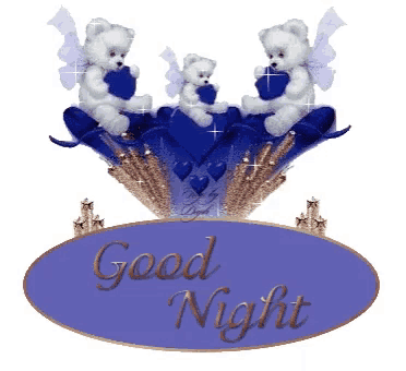 a sign that says good night with teddy bears on it