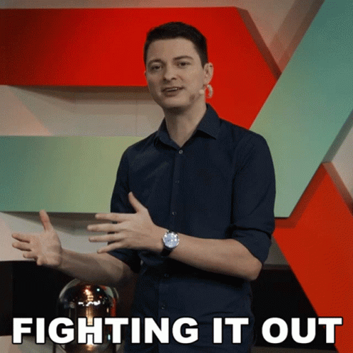 Fighting It Out Rene Butler GIF - Fighting It Out Rene Butler Overtakegg GIFs