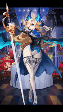 a drawing of a woman holding a sword and a cape