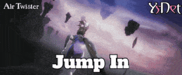 an advertisement for a game called air twister says jump in