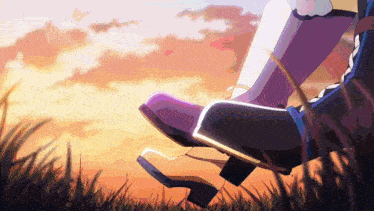a cartoon of a person 's feet in the grass