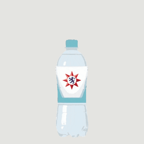 a bottle of sparkling water with a lion on it