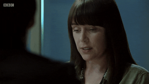 a woman 's face is shown in a bbc television show
