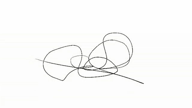 a white background with a drawing of a swirl on it