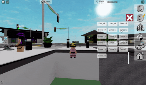 a screenshot of a video game shows the time as 07:52