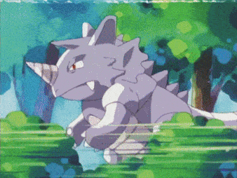a cartoon drawing of a rhinoceros with a horn on its head