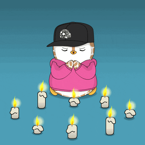 a cartoon of a penguin wearing a pink hoodie and a hat that says ' the north face '